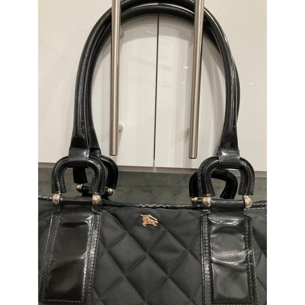 Burberry Quilted‎ Tote Bag In Black With Leather Trim - Picture 4 of 13